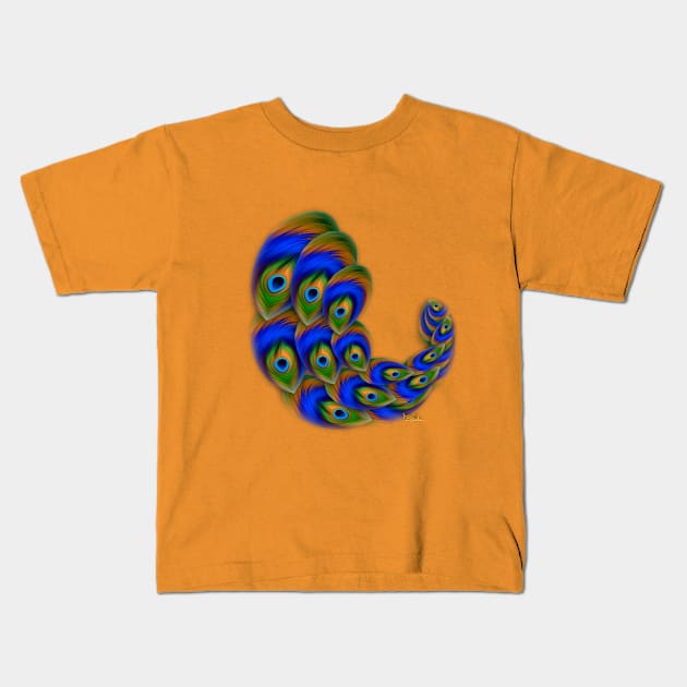 Peacock Feather Vortex Kids T-Shirt by RGiada